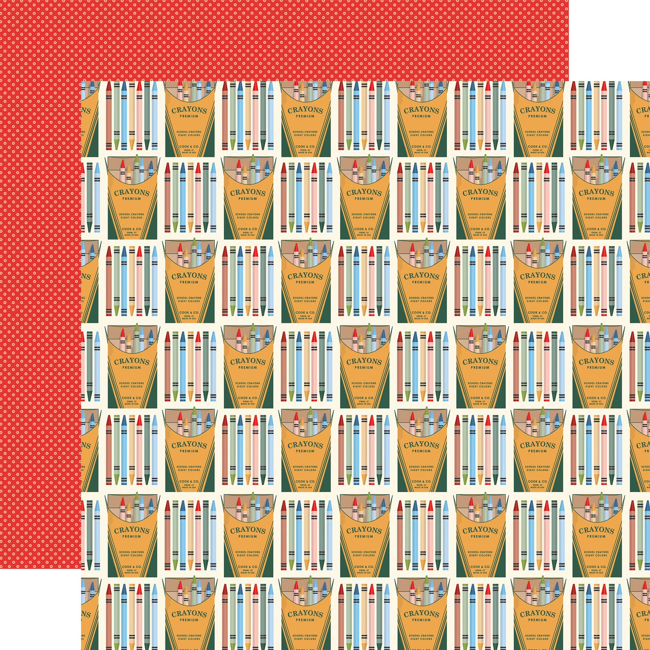 Echo Park Paper School Days Double-Sided Cardstock 12"X12" 25/Pkg - Colorful Crayons