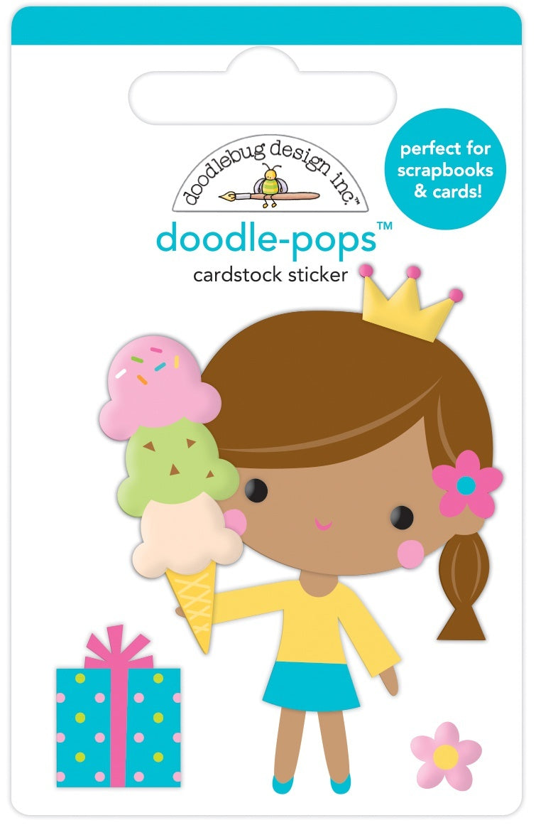 Doodlebug Doodle-Pops 3D Stickers - Birthday Princess, Hey Cupcake