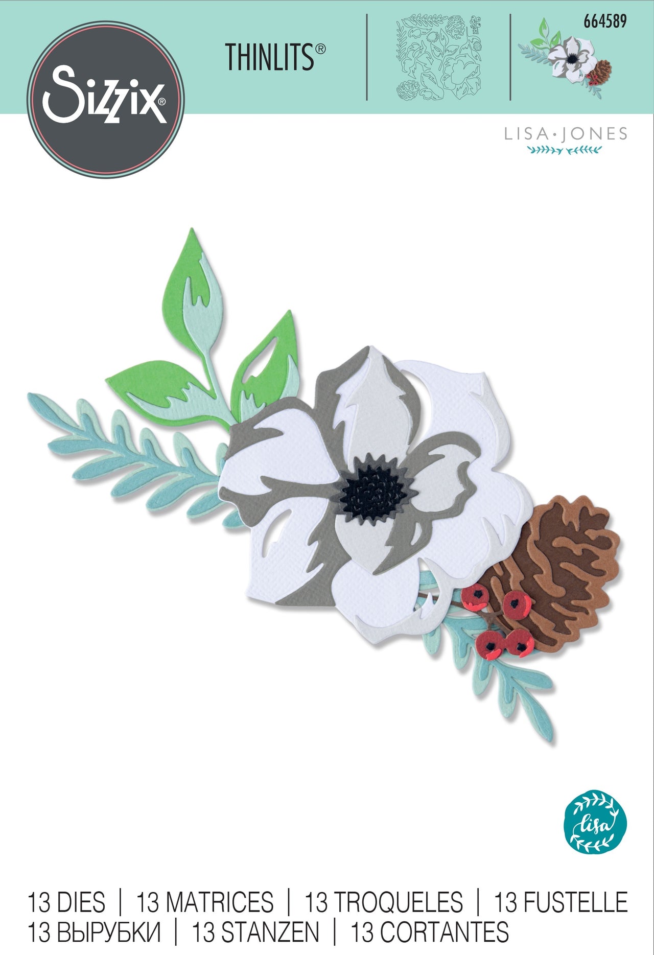 Sizzix Thinlits Dies By Lisa Jones 13/Pkg - Layered Winter Flower