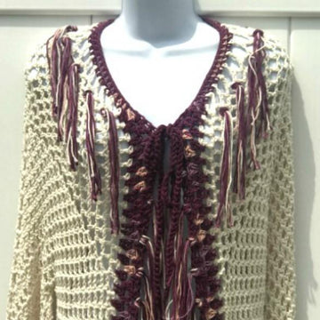 Tribal Open Poncho With Sleeves