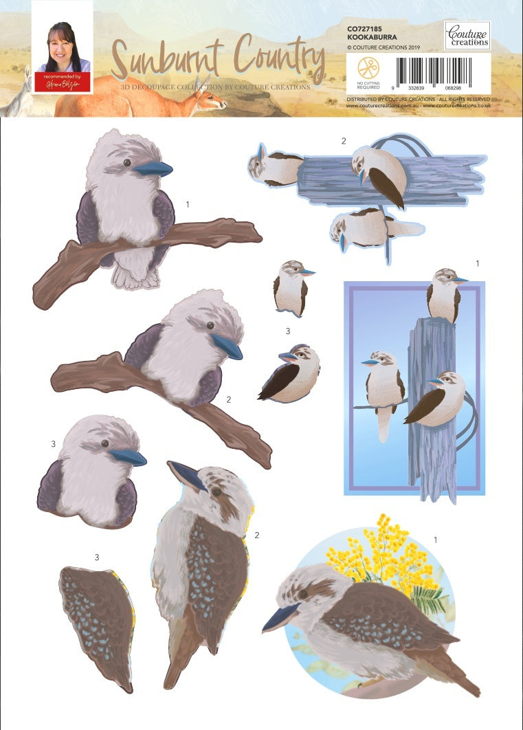 Artdeco Creations Sunburnt Country Decoupage Sheet A4 - Kookaburra