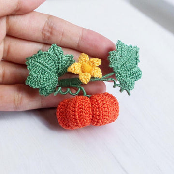 Pumpkin vine brooch