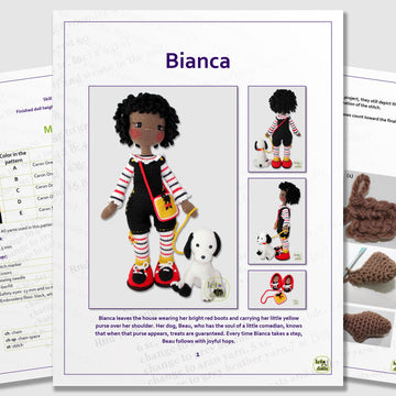 24 inch crochet doll pattern PDF, XL amigurumi doll, Bianca