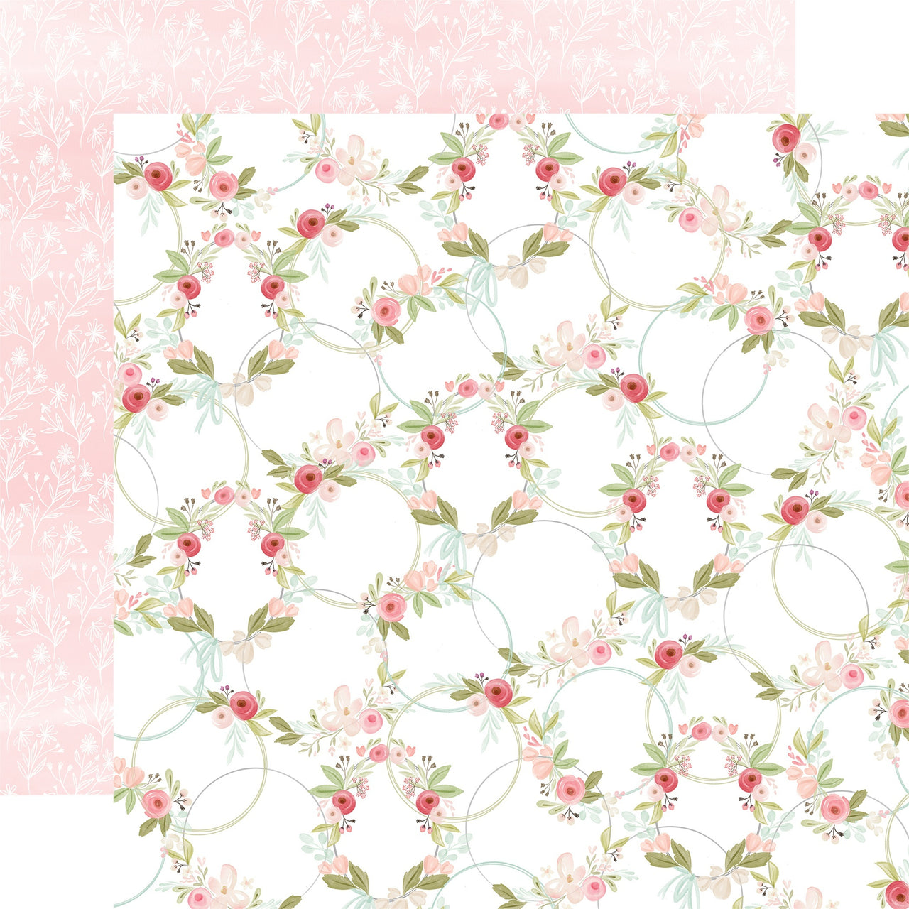 Echo Park Paper Flora No. 3 Double-Sided Cardstock 12"X12" 25/Pkg - Subtle Wreaths