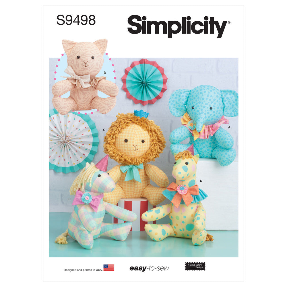 Simplicity Easy Plush Animals S9498 - Sewing Pattern