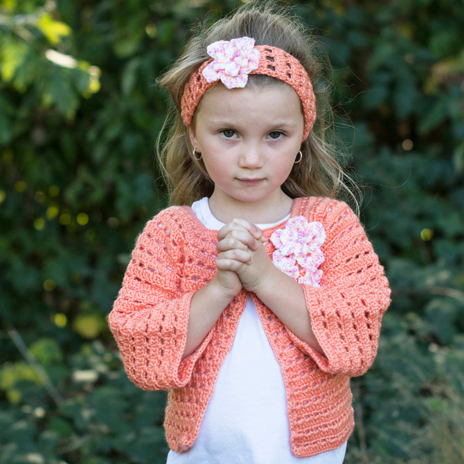 Flower Friendly Sweater & Headband in Cascade Yarns Cherub Aran & Cherub Aran Multis- A290 - Downloadable PDF
