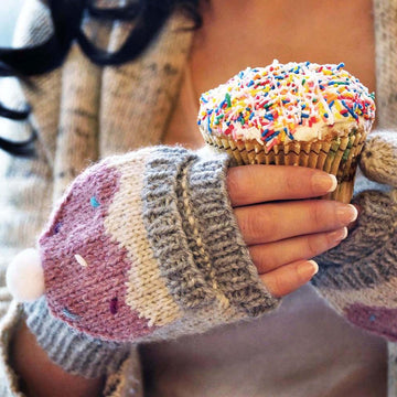 Sweeter Than a Cupcake Hat and Fingerless Mitten Set in Girls and Adult Sizes