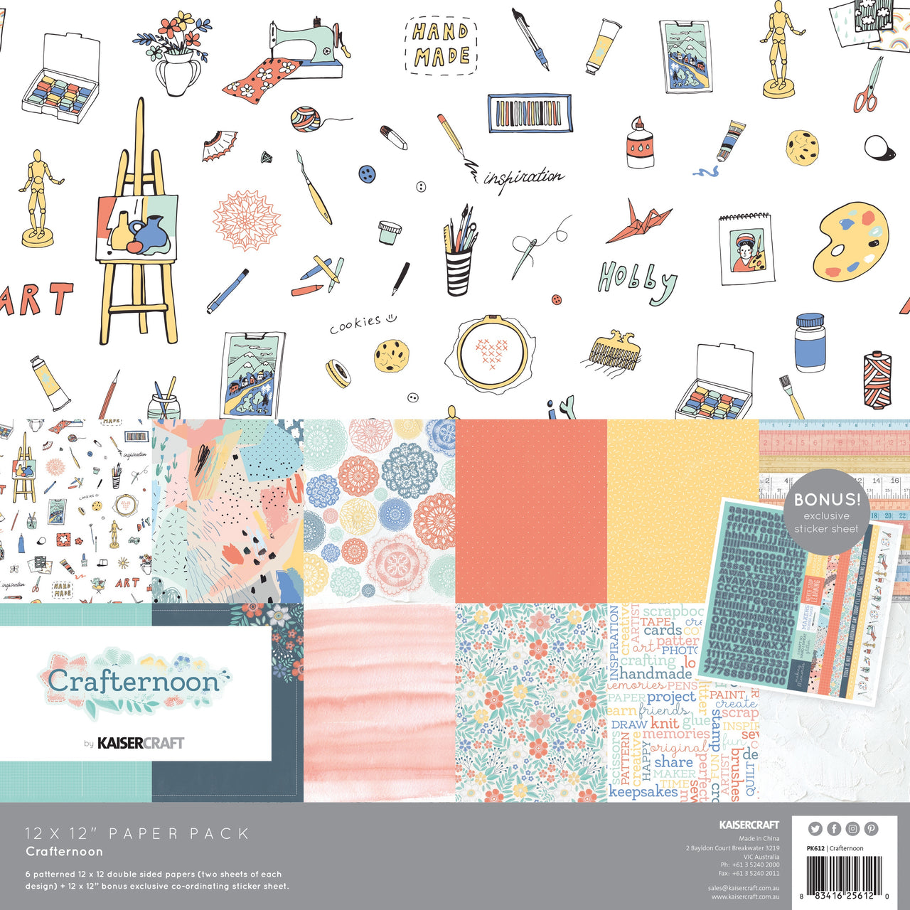 Kaisercraft Paper Pack 12"X12" 12/Pkg - Crafternoon