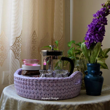 Zpaghetti (t-shirt) yarn- purple tray with handles