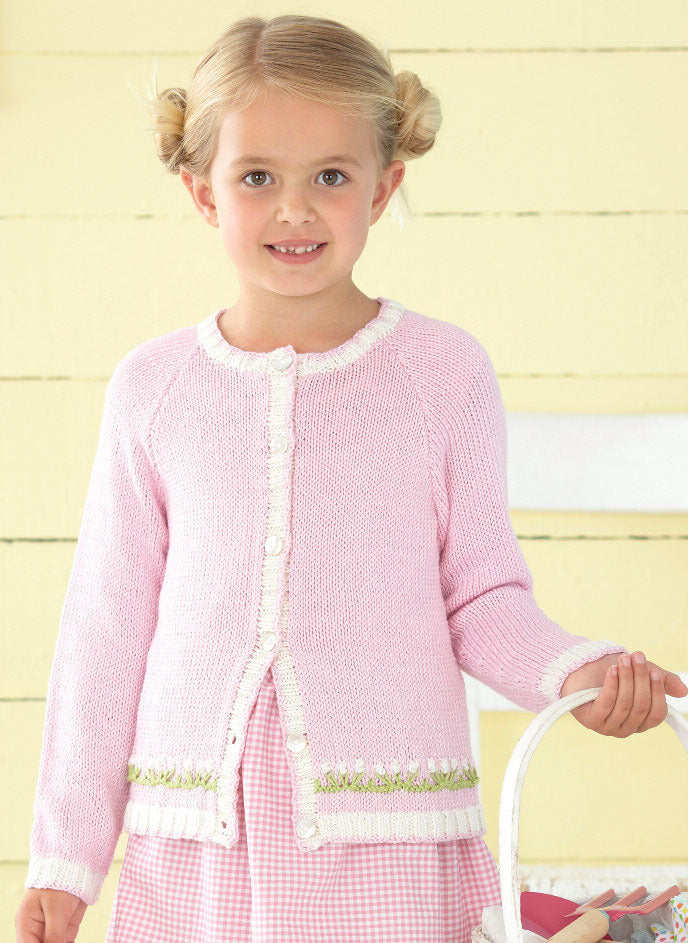 Striped and Plain Cardigans in Sirdar Snuggly Baby Bamboo DK - 4432 - Downloadable PDF