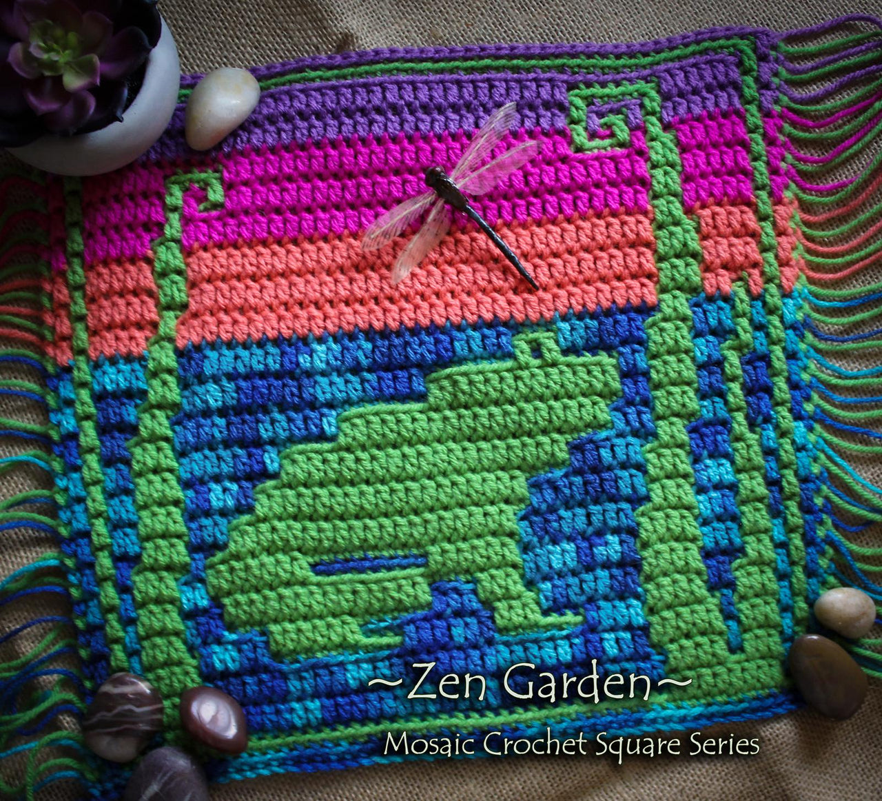 Zen Garden Mosaic Square - Frog Sunset