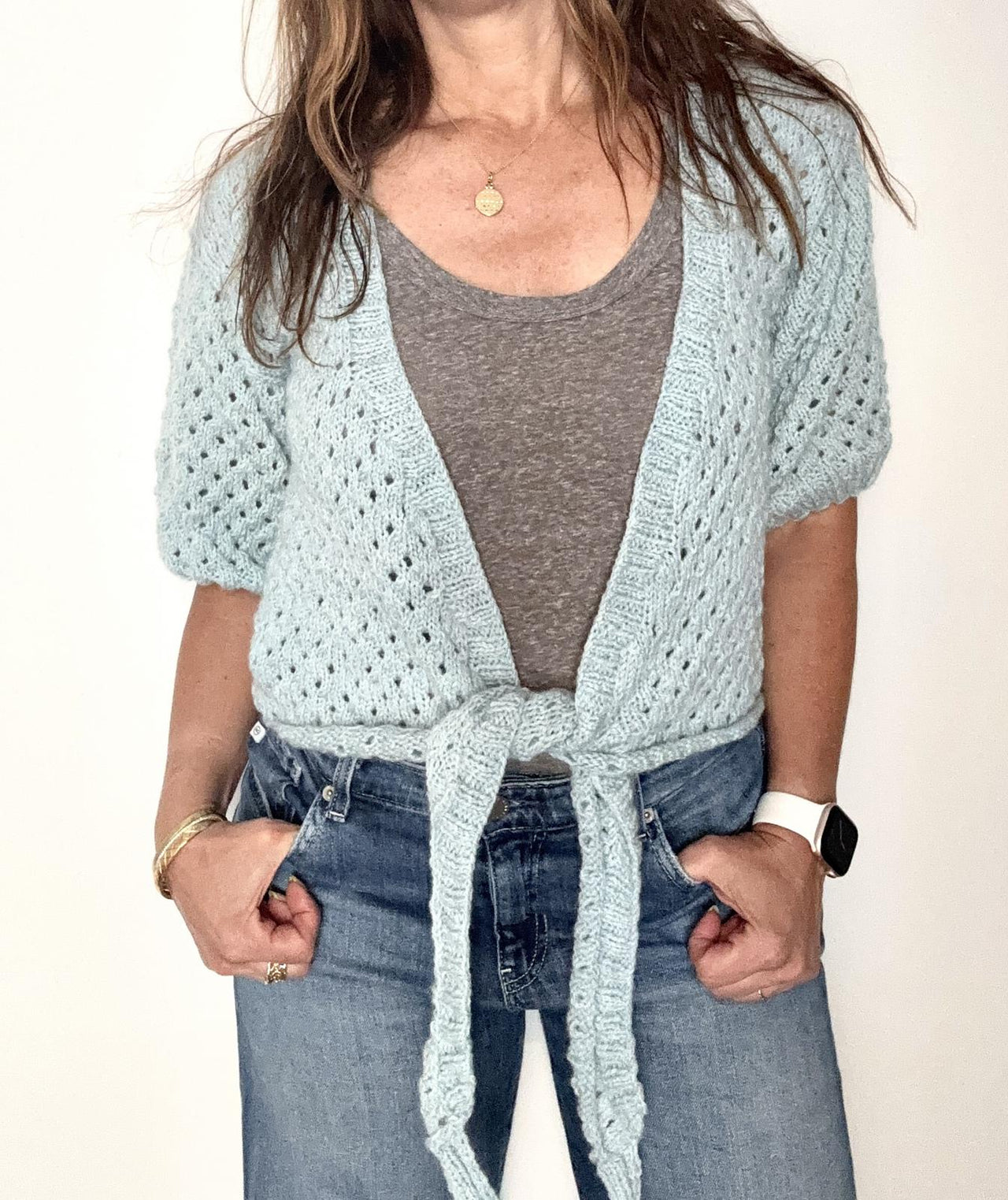 Short Sleeved Tie Front Wrap