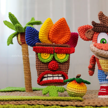 Crash Bandicoot Crochet Pattern Set – Digital Amigurumi Bundle with Character, Mask, Boom Box Trio & Fruit Bonus - Fanart inspired