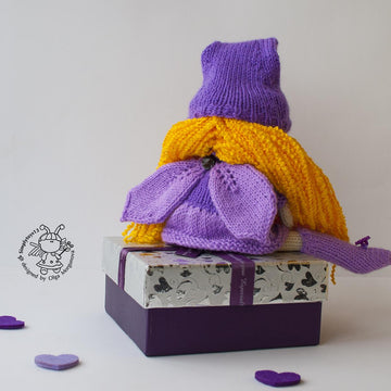 Lilac fairy dreams doll knitted flat