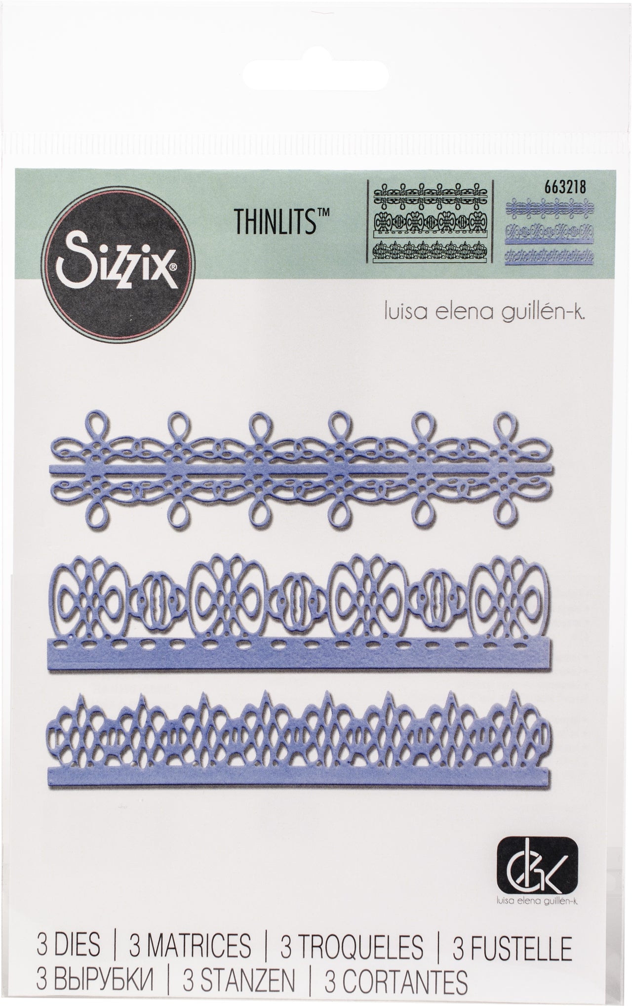 Sizzix Thinlits Dies By Luisa Elena Guillen-K 3/Pkg - Bordes Delicados