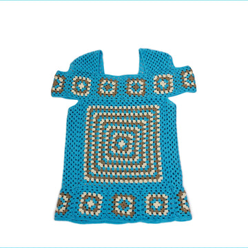 Size S off shoulder turquoise crochet top for women