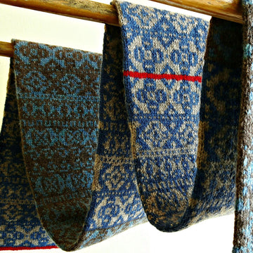 Fair Isle Scarf in Blues and Greys