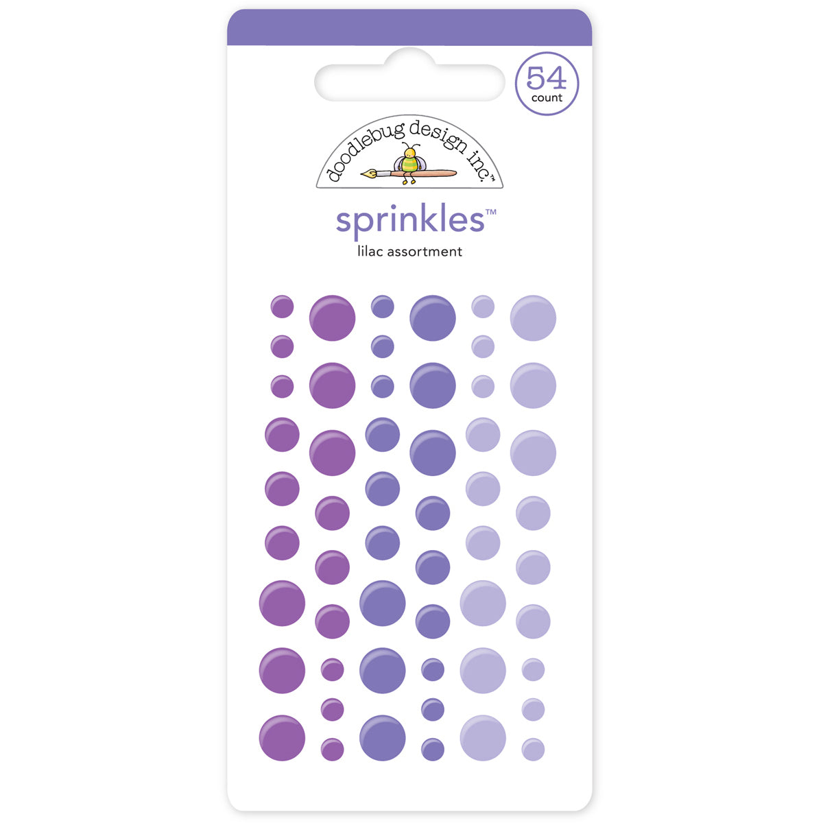 Doodlebug Sprinkles Adhesive Glossy Enamel Dots - Lilac, 54/Pkg