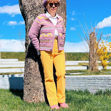 Izma Cardigan Crochet PATTERN with Colorwork Motifs, Two Video Tutorials Included, UK terms