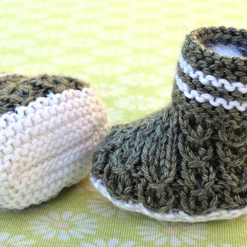 Mock Cables Boot Style Baby Booties