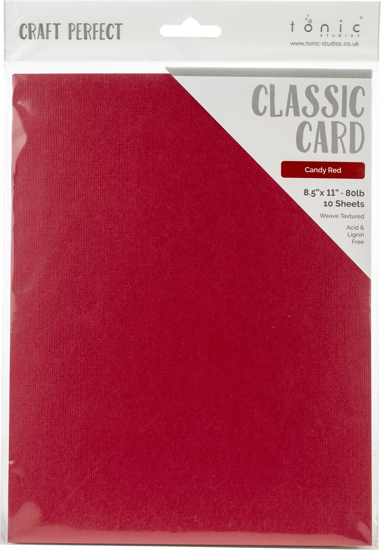 Tonic Studios Craft Perfect Weave Textured Classic Card 8.5"X11" 10/Pkg - Candy Red