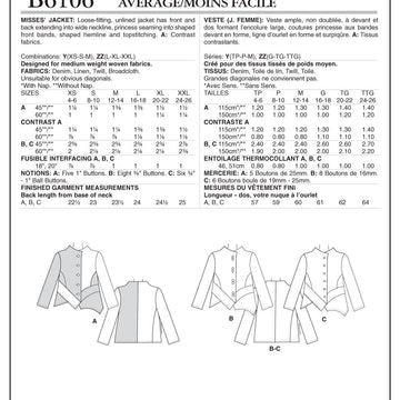 Butterick Misses' Jacket B6106 - Sewing Pattern