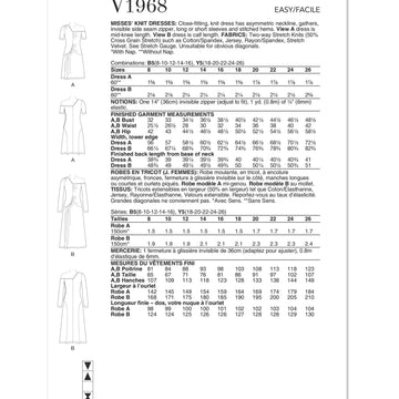Vogue Sewing Misses' Knit Dresses V1968 - Sewing Pattern