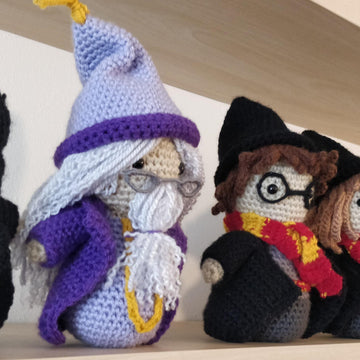 Harry Potter Gryffindor Hogwarts amigurumi crochet pattern set collection Hermione Granger Ron Weasley Hagrid Severus Snape Dumbledore Dobby