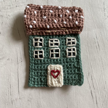 Winter Cottages Crochet Cushion