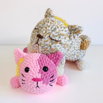 No Sew Long Cat Plush Toy (Bubblegum & Sleepy)