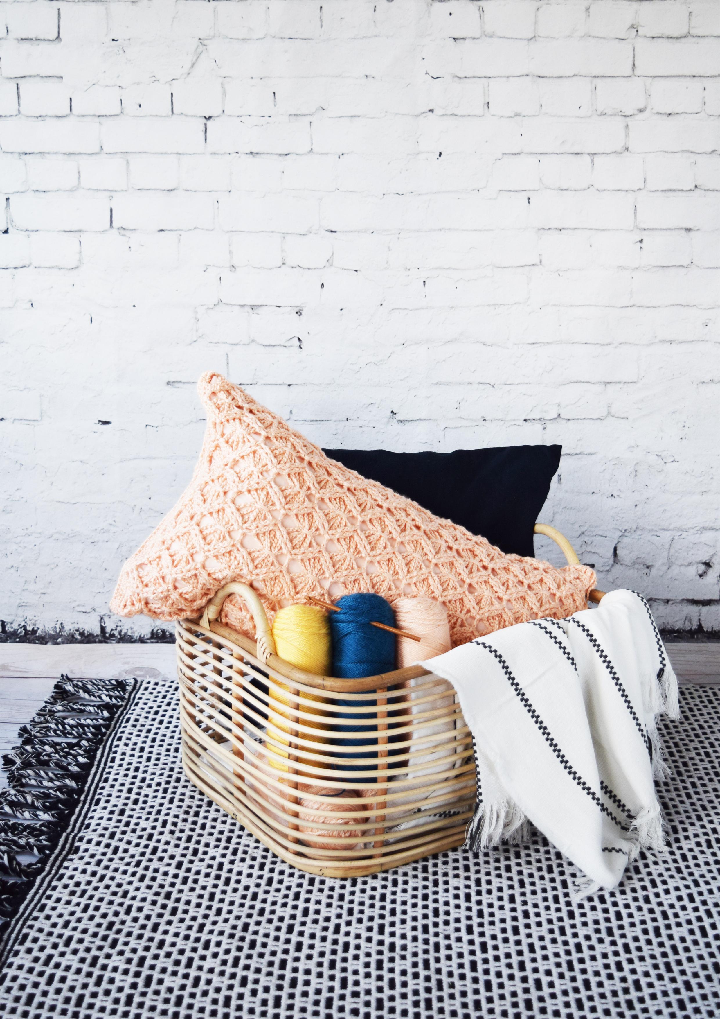 Crochet Macramé Lumbar Pillow