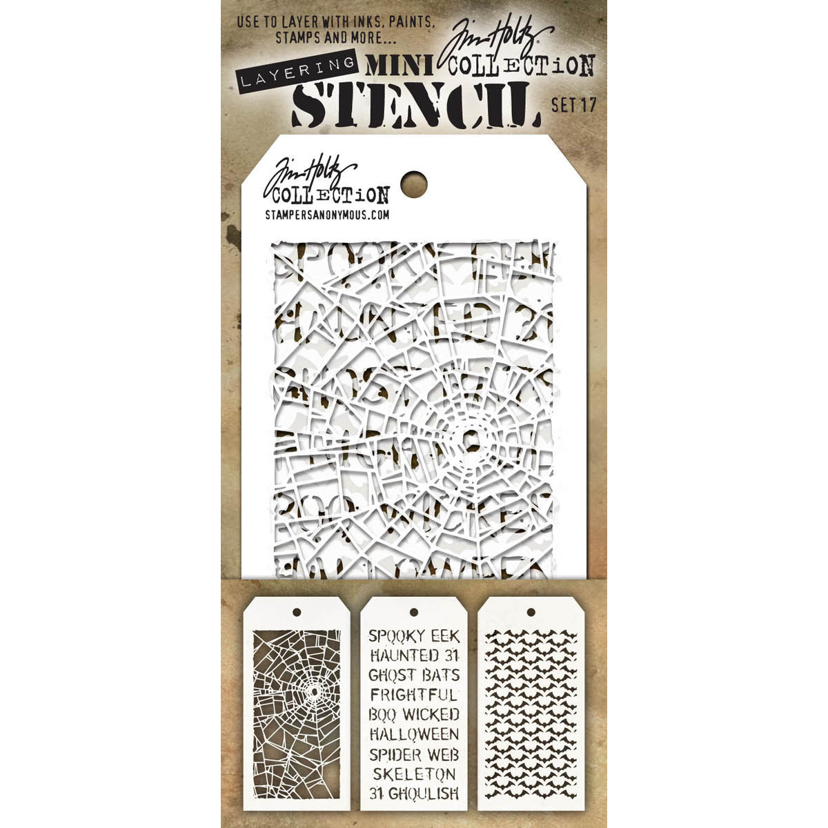 Stampers Anonymous Tim Holtz Mini Layered Stencil Set 3/Pkg - Set #17