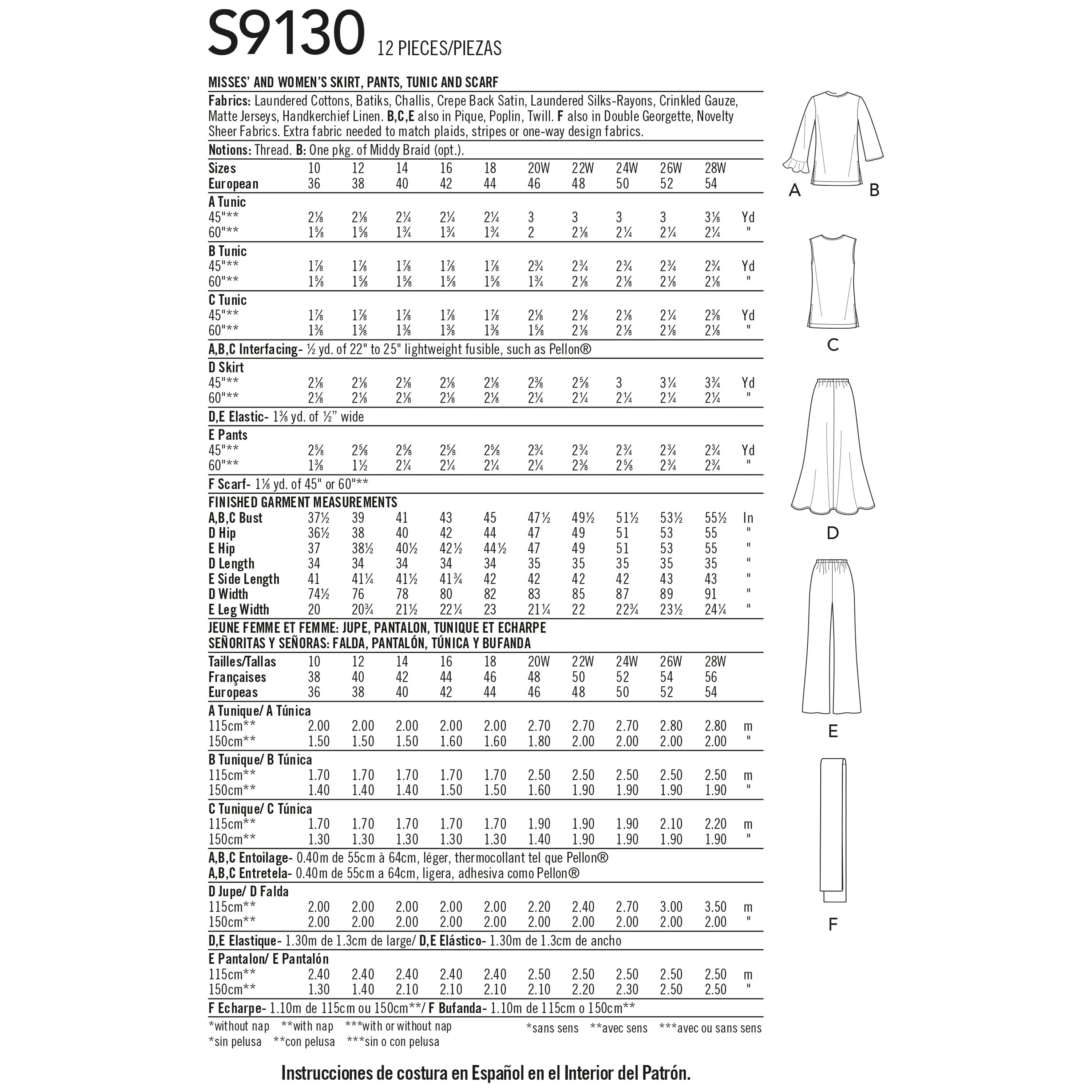 Simplicity Misses' & Women's Tops & Bottoms S9130 - Sewing Pattern