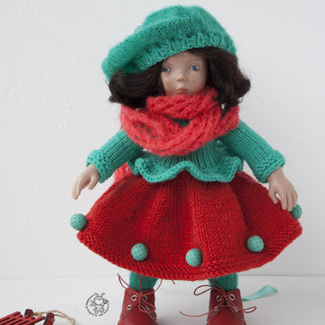 Turquoise and Scarlet outfit  for 13-14 inch dolls