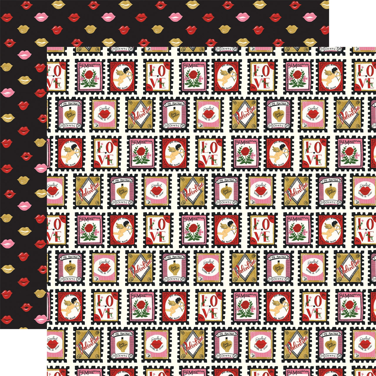 Echo Park Paper Be My Valentine Double-Sided Cardstock 12"X12" 25/Pkg - Love Stamps