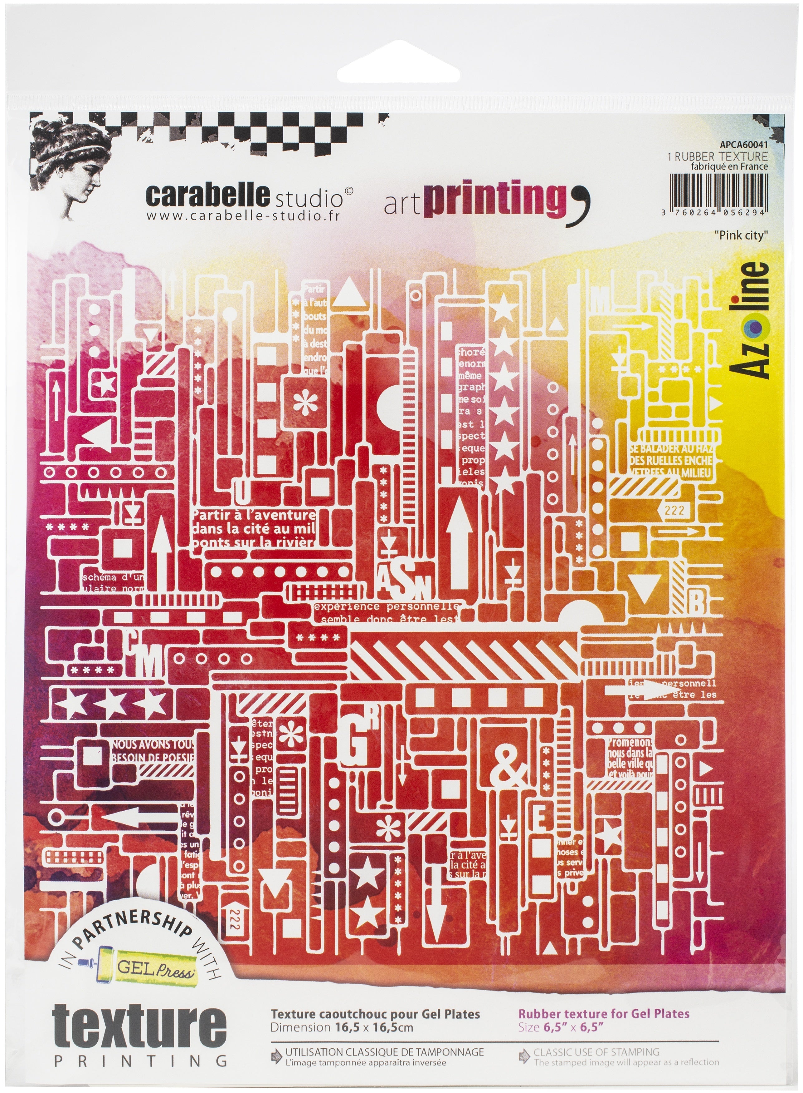 Carabelle Studio Art Printing Square Rubber Texture Plate - Pink City