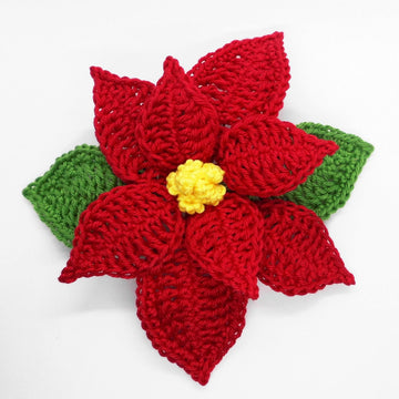 Crochet pattern decoration poinsettia in 2 versions - easy and decorative
