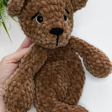 Crochet bear snuggler pattern, easy crochet baby lovey blanket pattern