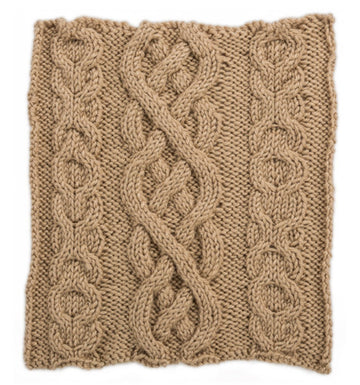 XO Panels and Ensign's Braid Square for Knit Your Cables Afghan in Red Heart Soft Solids - LW4309-G