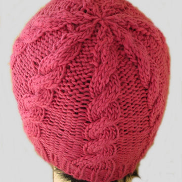 Raspberry Cabled Beanie