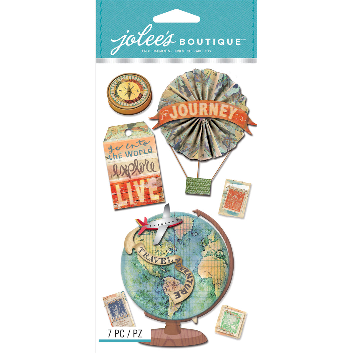 Jolee's Le Grande Dimensional Stickers - Map Medallions