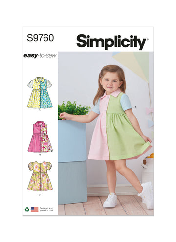 Simplicity Toddlers' Dress with Sleeve Variations S9760 - Sewing Pattern