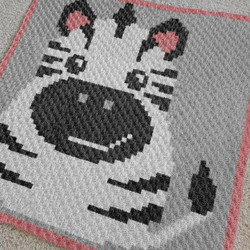 C2C Cute Zebra Blanket Black White Baby Pony Intarsia Crochet Pattern