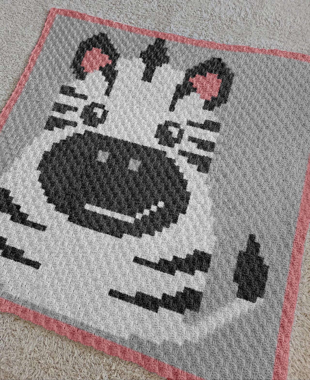 C2C Cute Zebra Blanket Black White Baby Pony Intarsia Crochet Pattern