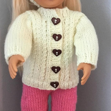 Aran Cardigan and Trousers set 18 inch doll