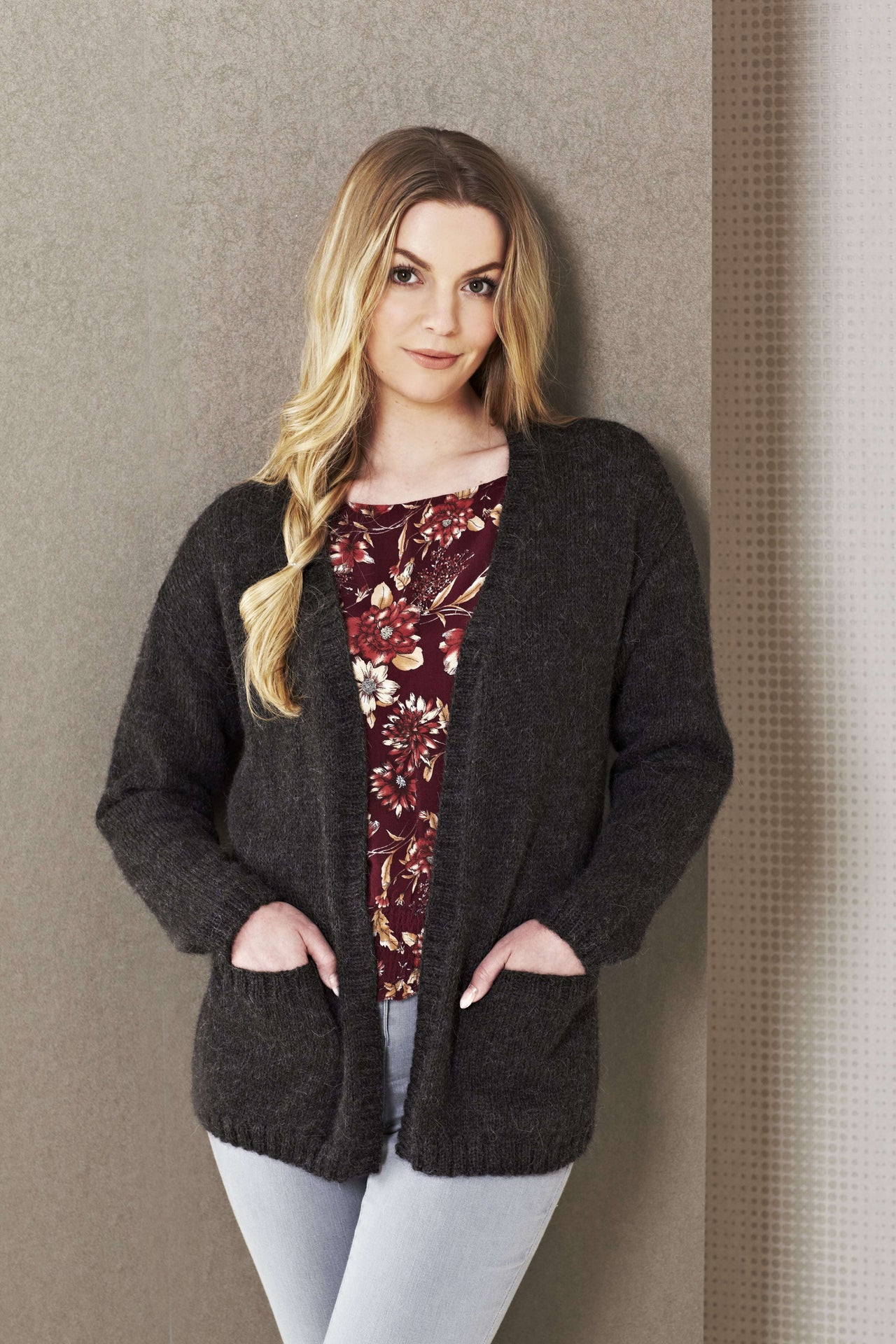 Ladies Edge to Edge Jacket in King Cole Natural Alpaca DK - 5493 - Leaflet