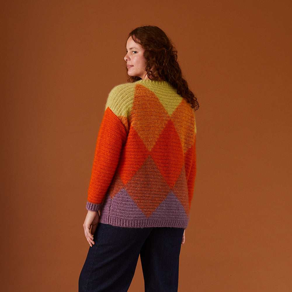 Diamond Argyle Sweater - Jumper Crochet Pattern for Women in Debbie Bliss Angel