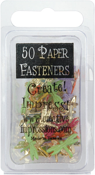 Creative Impressions Painted Metal Paper Fasteners 50/Pkg - Dragonflies - Tropical
