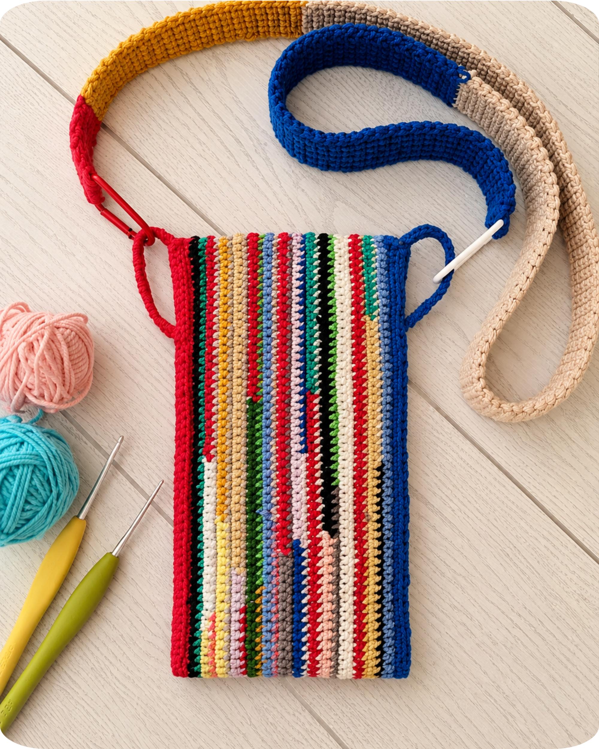 Crochet Pattern Colorful Bag with Shoulder Strap T39