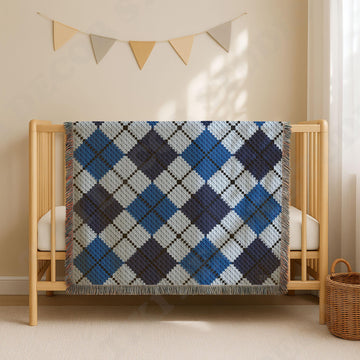 Argyle Blue Blanket C2C CROCHET PATTERN Classic 1950s Design Afghan Square Throw